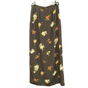 Vintage Harold's Brown Bohemian Floral Full Length Maxi Skirt Size 4 Cottagecore